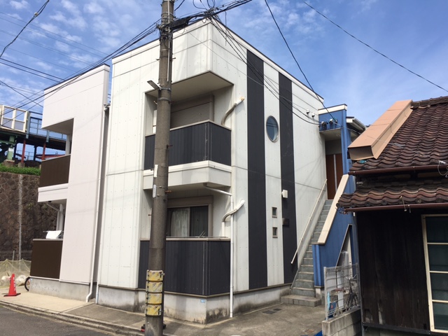 2階建て築17年の賃貸アパート外壁塗装　名古屋市西区